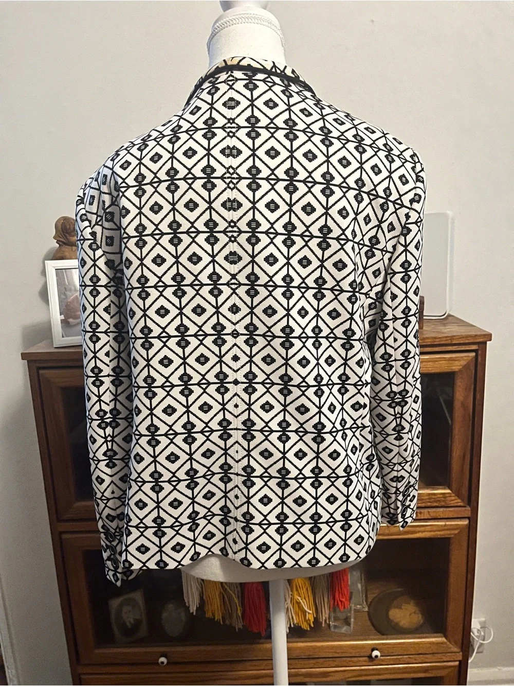 Nine West Size 16 Geometric Open Front Blazer